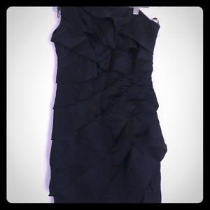 Off the shoulder black ruffled dress